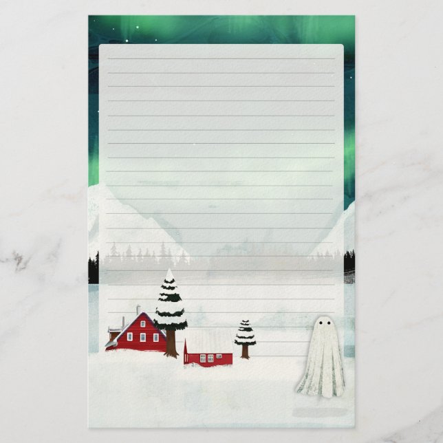 Northern Lights - Ghost Lined Writing  Stationery (Front)