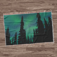 Northern Lights Green Night Sky Forest