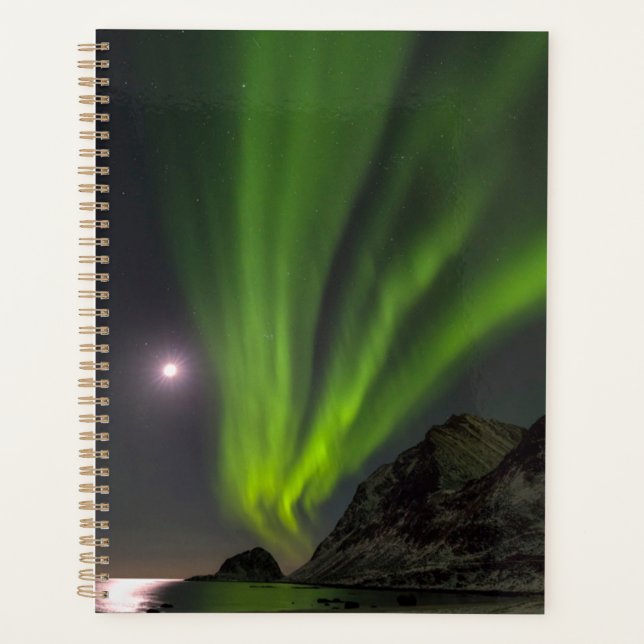 Northern LightS | Haukland Beach Island Norway Planner (Front)