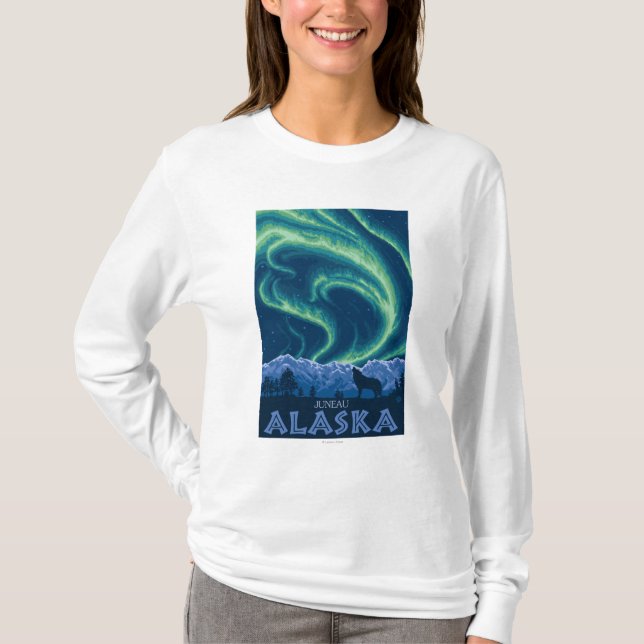Northern Lights - Juneau, Alaska T-Shirt (Front)