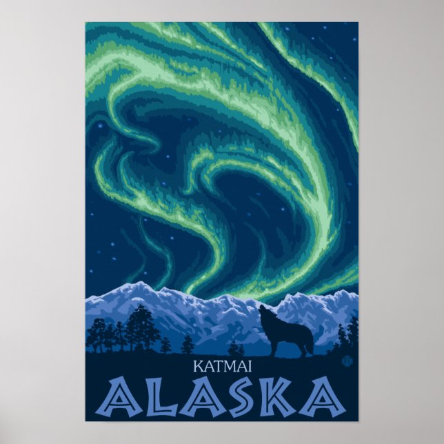 Northern Lights - Katmai, Alaska Poster (Front)