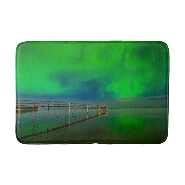 Northern Lights | Lake Winnipeg Canada, Manitoba Bath Mat (Front)