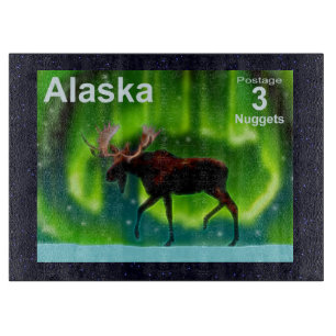Northern Lights Moose Cutting Board