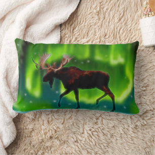 Northern Lights Moose Lumbar Cushion