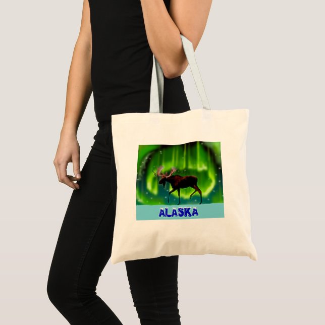 Northern Lights Moose Tote Bag (Front (Product))