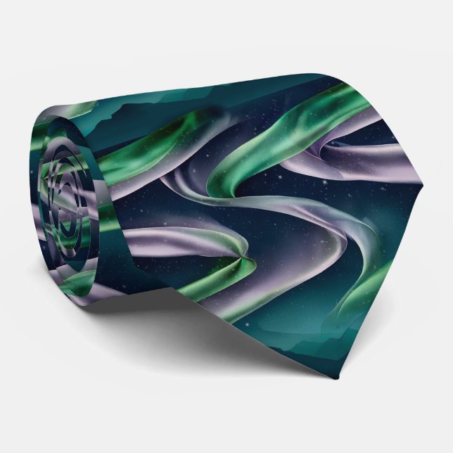 Northern Lights Nature Pattern Tie (Rolled)