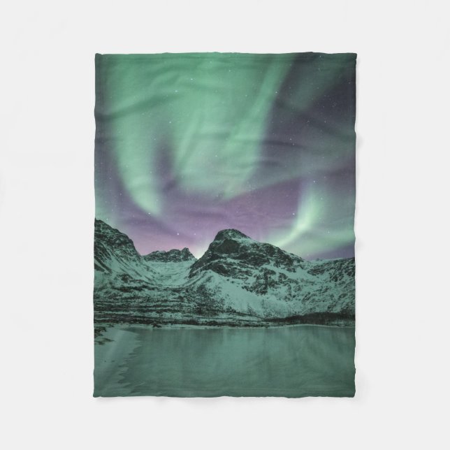 Northern Lights Nature Photo Fleece Blanket (Front)
