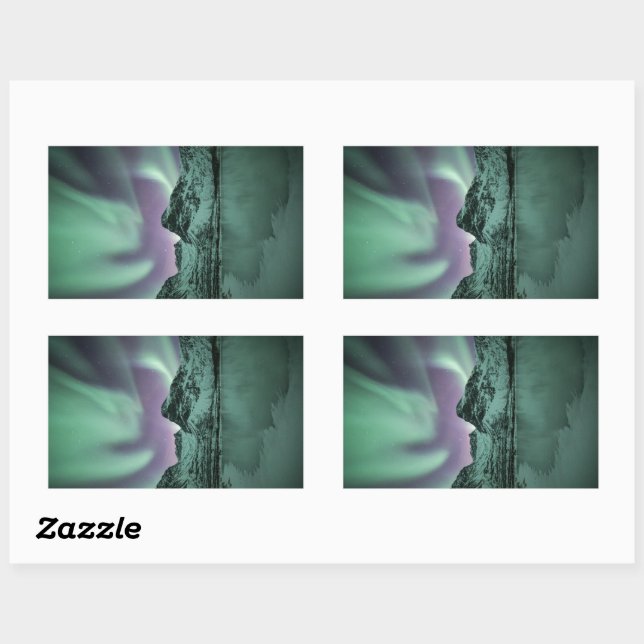 Northern Lights Nature Photo Rectangular Sticker (Sheet)
