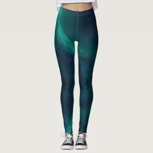 Northern lights Night sky active wear Leggings