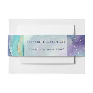 Northern Lights Night Sky Romantic Landscape Invitation Belly Band