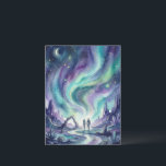Northern Lights Night Sky Romantic Landscape Postcard<br><div class="desc">Celebrate love under the stars with this enchanting Celestial Aurora Borealis wedding design featuring a romantic watercolor night landscape. A couple walks hand in hand along a glowing river beneath a breathtaking sky filled with northern lights, constellations, planets, and shimmering stars. Surrounded by mystical mountains and crystals, the magical scene...</div>