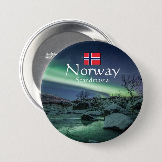 Northern Lights Norway 7.5 Cm Round Badge (Front & Back)