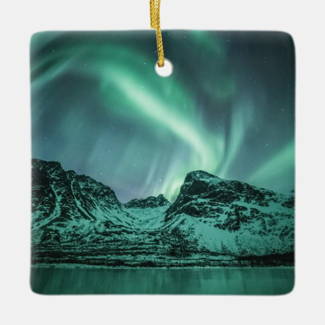 Northern Lights Norway Ceramic Ornament (Front)
