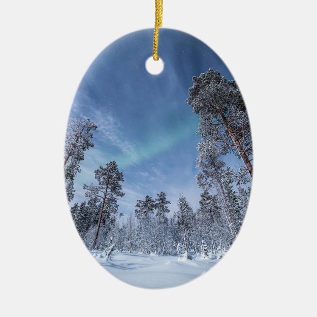 Northern Lights Norway Ceramic Tree Decoration (Front)