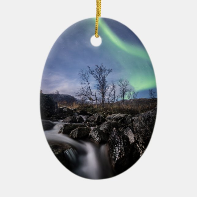Northern Lights Norway Ceramic Tree Decoration (Front)