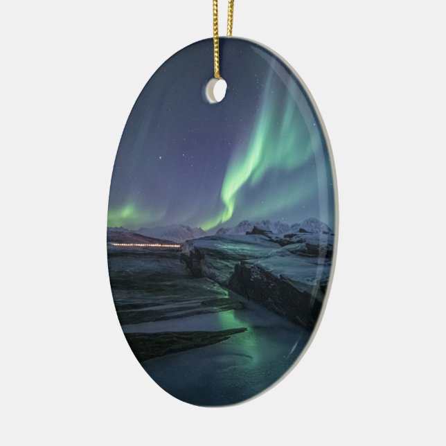 Northern Lights Norway Ceramic Tree Decoration (Left)