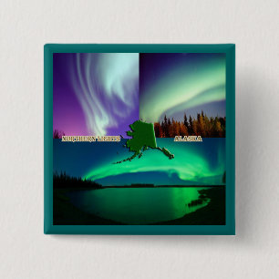 Northern Lights of Alaska Collage 15 Cm Square Badge