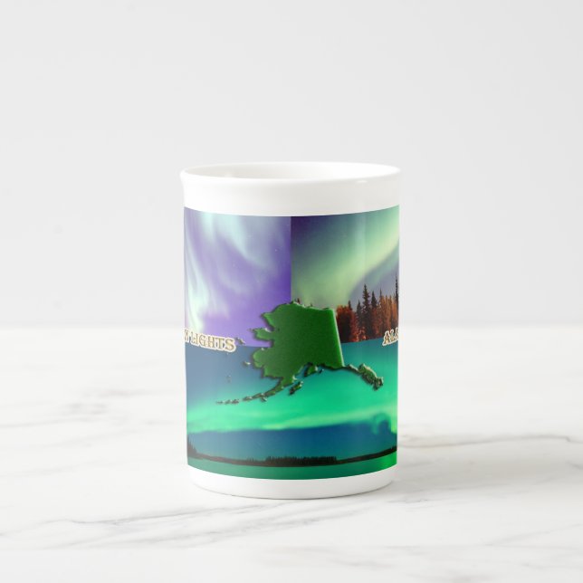 Northern Lights of Alaska Collage Bone China Mug (Front)