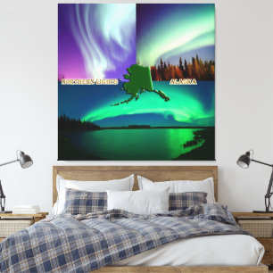 Northern Lights of Alaska Collage Canvas Print