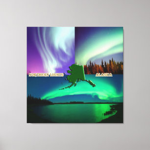Northern Lights of Alaska Collage Canvas Print