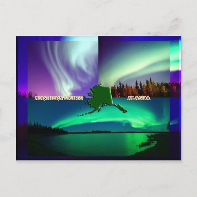Northern Lights of Alaska Collage Postcard (Front)