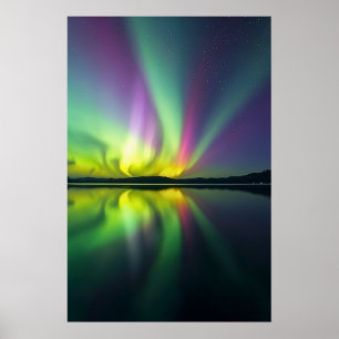 Northern Lights Over a Lake Poster