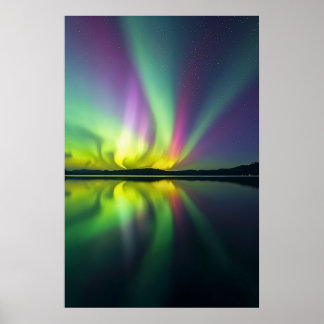 Northern Lights Over a Lake Poster