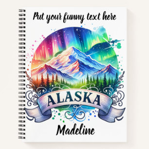 Northern lights over Alaska's mountains Notebook