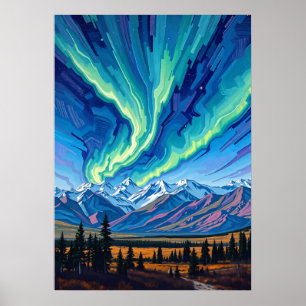 Northern Lights Over Denali Poster