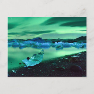 Northern Lights over Jokulsarlon lake, Iceland Postcard