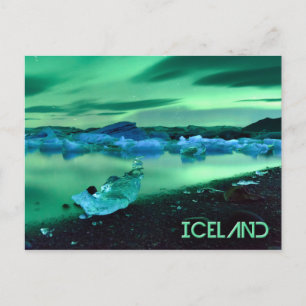 Northern Lights over Jokulsarlon lake, Iceland Postcard