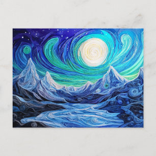 Northern Lights Over Norwegian Fjord Quilling Postcard