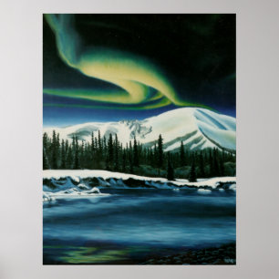 Northern Lights Painting Canada Landscape Poster