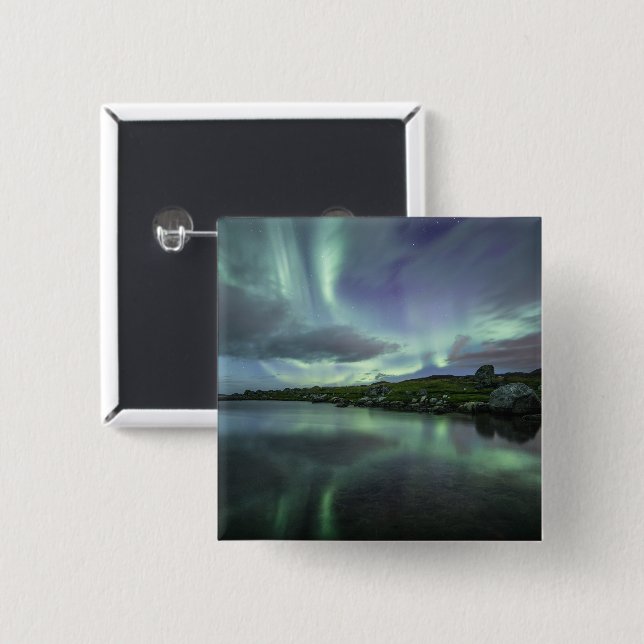 Northern Lights Souvenir  15 Cm Square Badge (Front & Back)