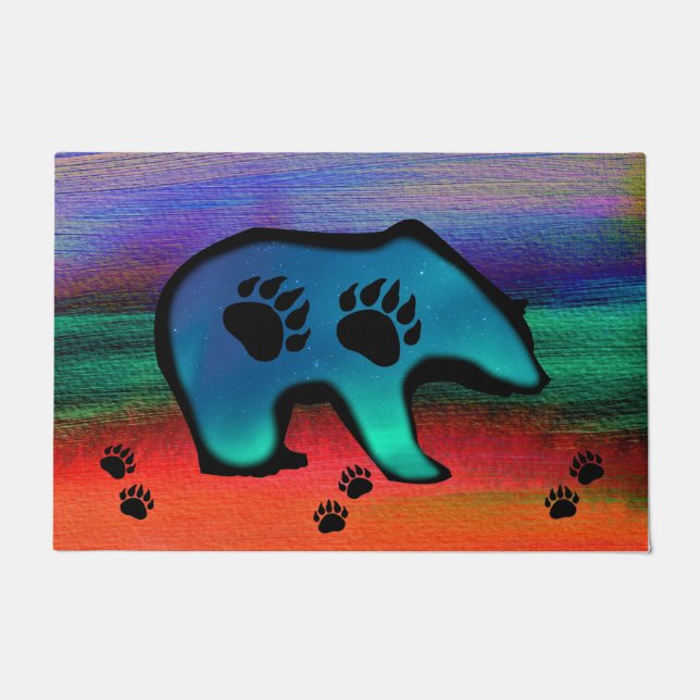 Northern Lights Spirit Bear Doormat (Front)