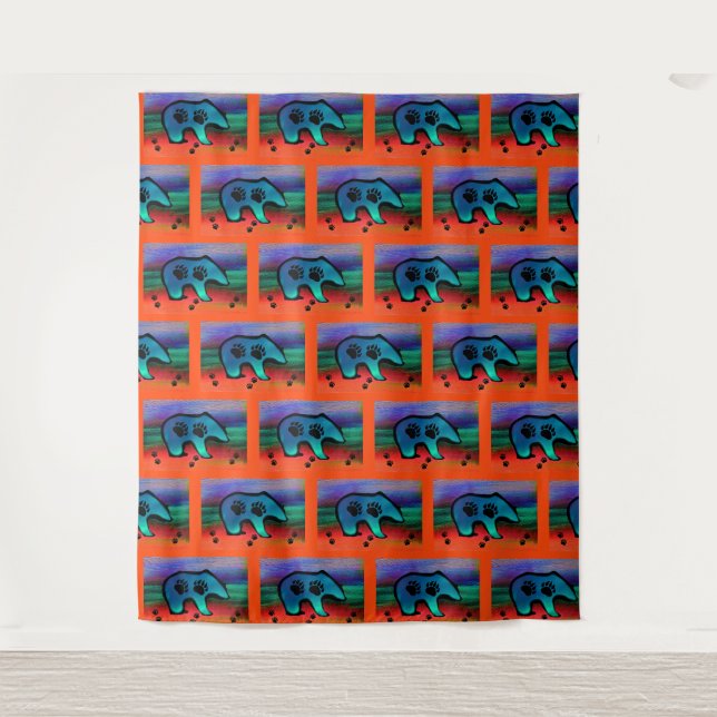 Northern Lights Spirit Bear Tapestry (Front)