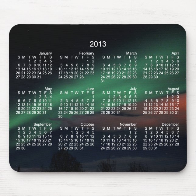 Northern Lights Starry Sky; 2013 Calendar Mouse Pad (Front)