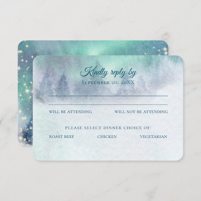 Northern Lights Starry Sky Wedding Response Invitation (Front/Back)