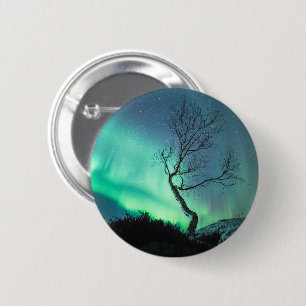 Northern Lights Tree 6 Cm Round Badge