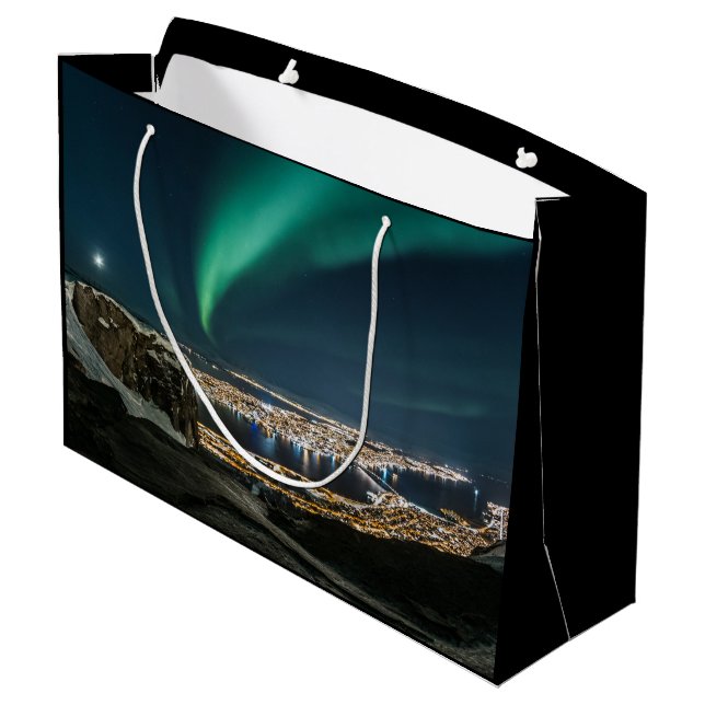Northern Lights Tromso Large Gift Bag (Back Angled)