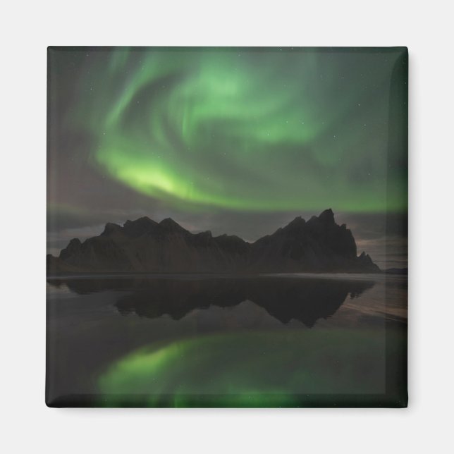 Northern Lights | Vestrahorn Beach Hofn, Iceland Magnet (Front)