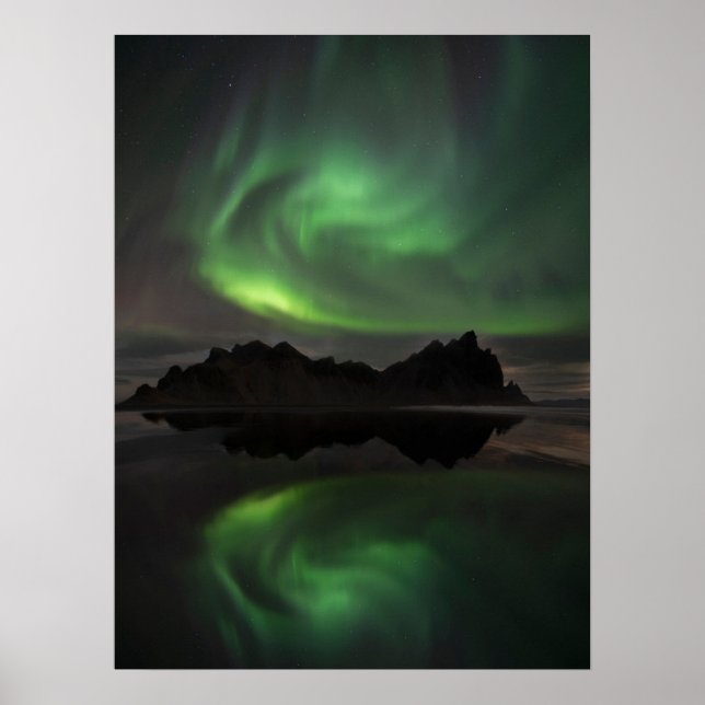 Northern Lights | Vestrahorn Beach Hofn, Iceland Poster (Front)