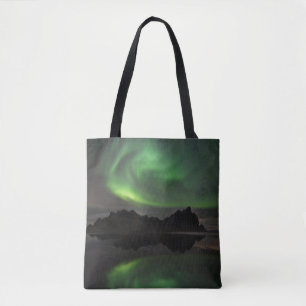 Northern Lights   Vestrahorn Beach Hofn, Iceland Tote Bag