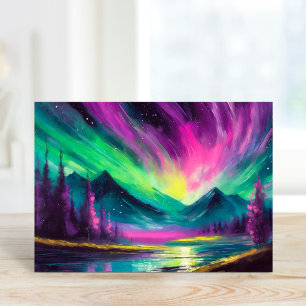 Northern Lights Vibrant Abstract Night Landscape Card
