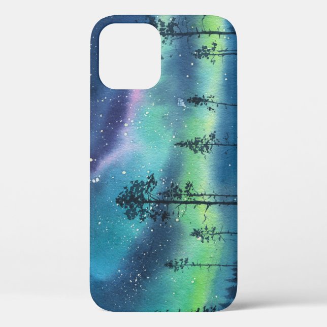 Northern lights, watercolor landscape Case-Mate iPhone case (Back)