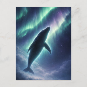 Northern Lights Whale Art Postcard