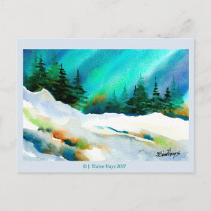 Northern Lights Winter Postcard