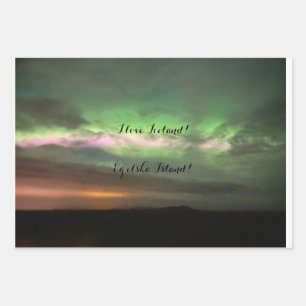 Northern lights with love wrapping paper sheet