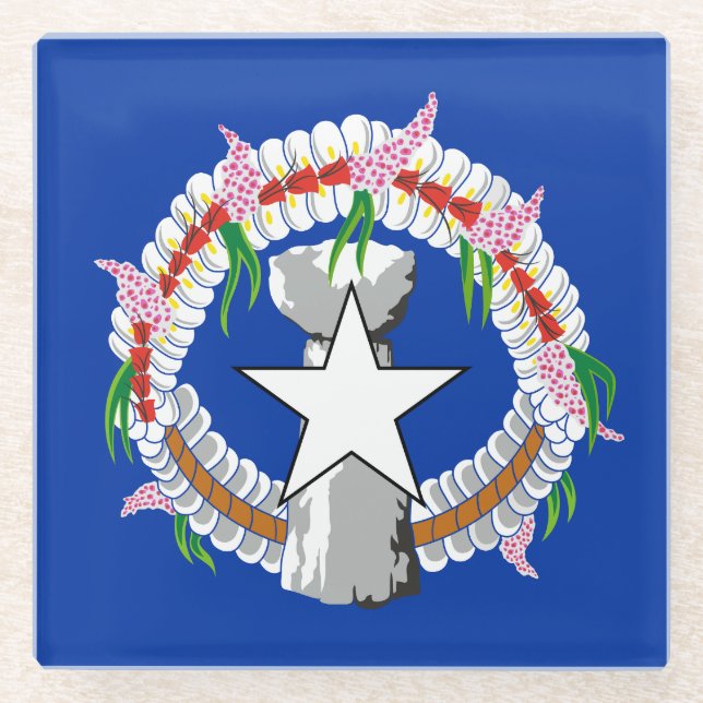 Northern Mariana Islands Flag Glass Coaster (Front)