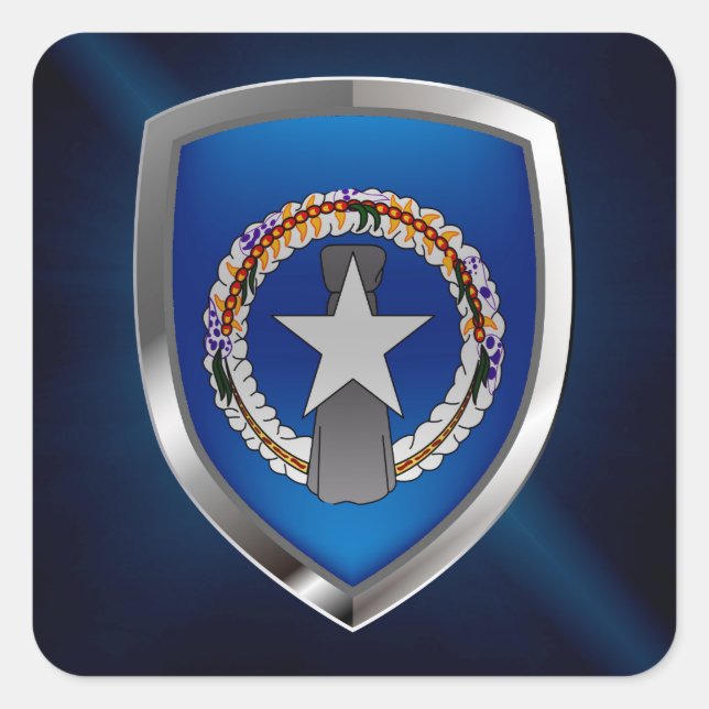 Northern Mariana Islands Metallic Emblem Square Sticker (Front)